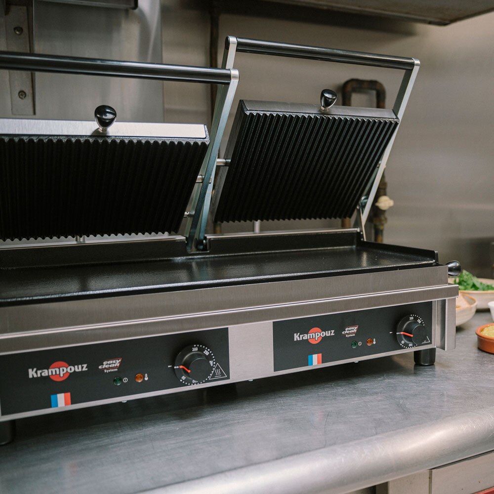 Krampouz - Contact Grill - Large - Ribbed Top - Smooth Bottom